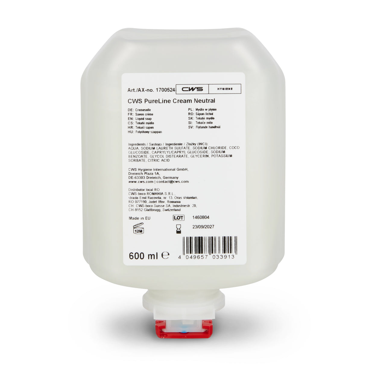 CWS PureLine Cream Neutral Flasche á 600ml, 8er Pack