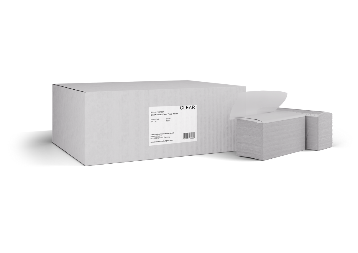 Clear+ folding paper V-fold, 20 packs of 200 sheets each