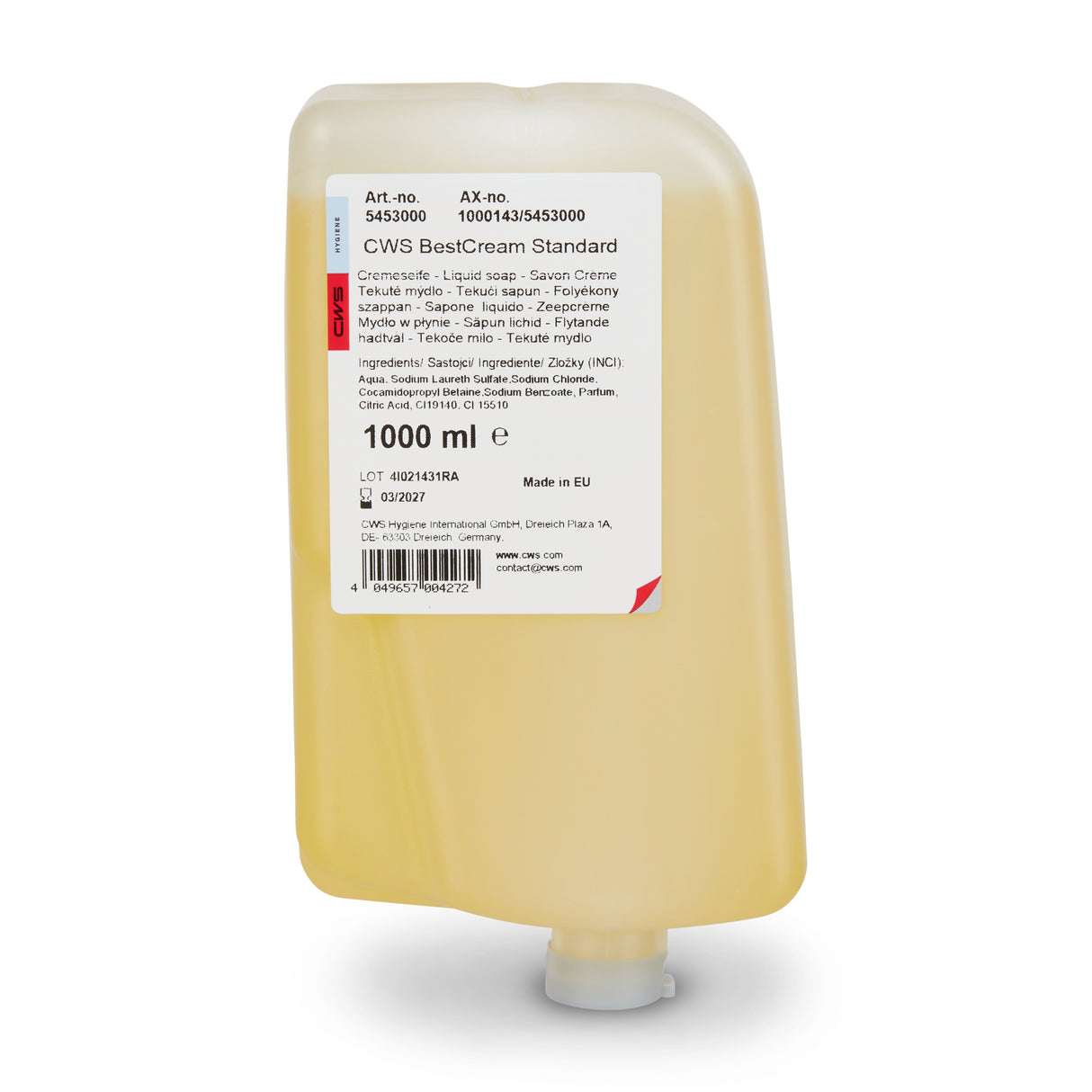 CWS ParadiseLine Soap Cream Best Cream Standard Pack of 12, 1000 ml.