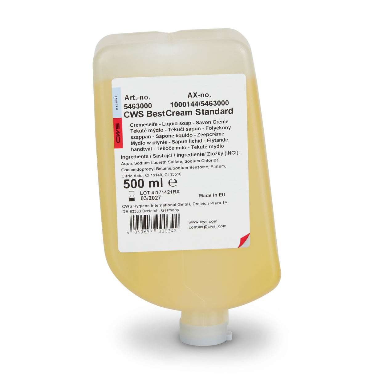 CWS ParadiseLine Soap Cream Best Cream Standard Pack of 12, 500 ml.