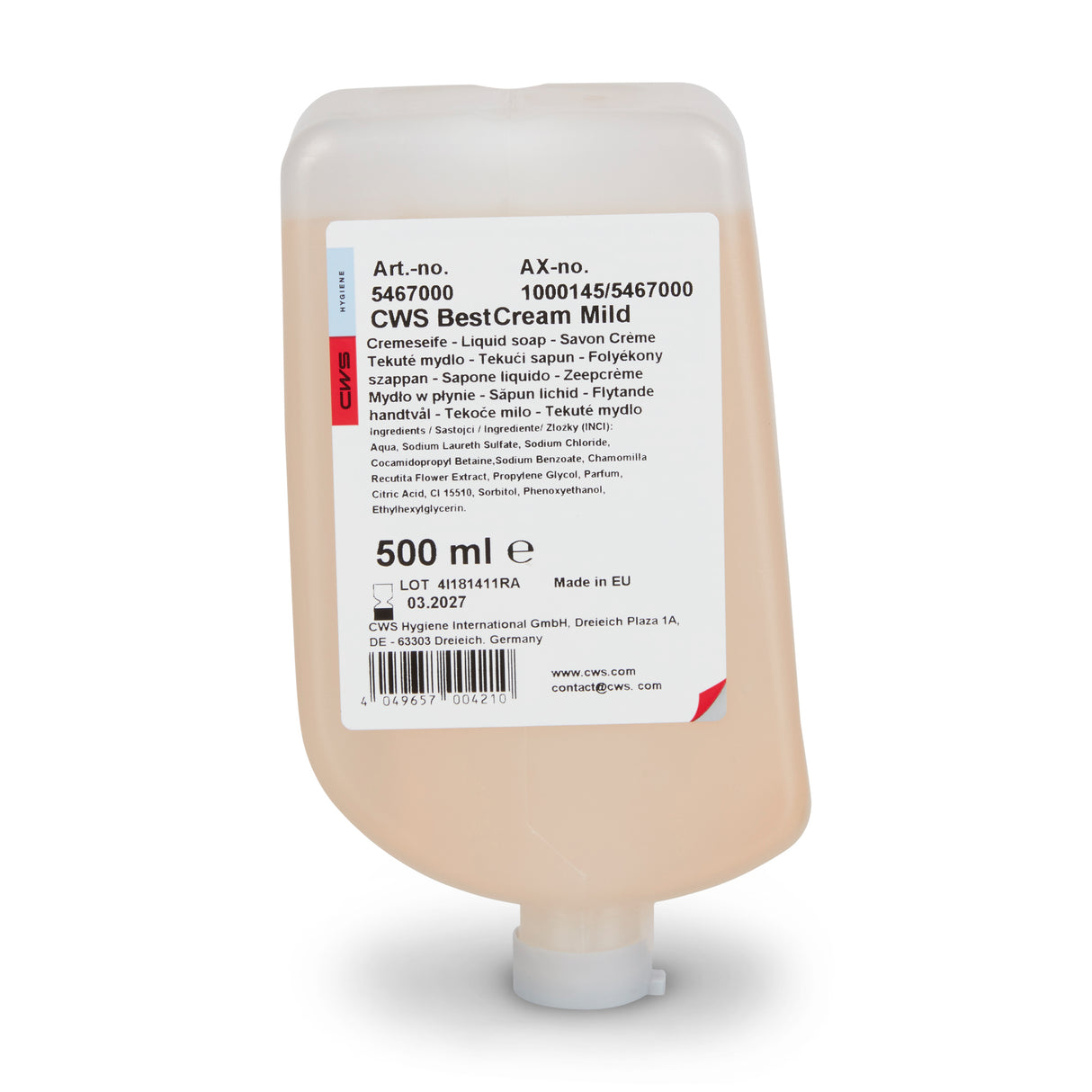 CWS ParadiseLine Soap Cream Best Cream Mild Pack of 12, 500 ml.