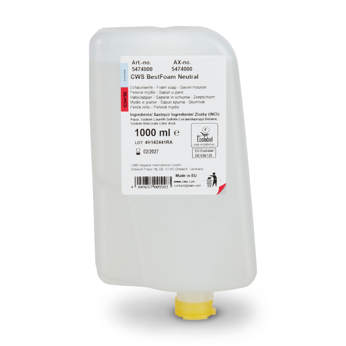 CWS ParadiseLine Soap Foam Best Foam Neutral Pack of 12, 1000 ml.